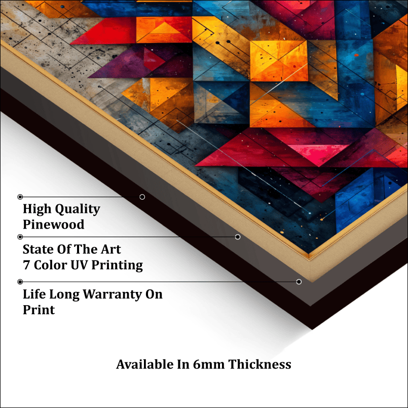 Abstract Geometric Pattern Wood Print Wall Art 18x23 Inches