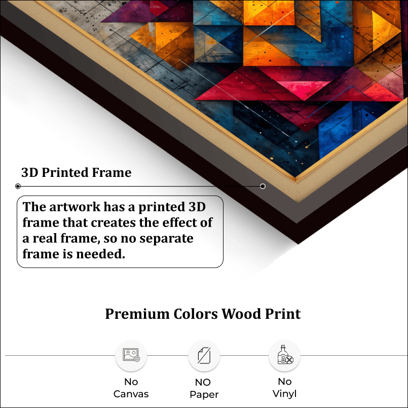 Abstract Geometric Pattern Wood Print Wall Art 18x23 Inches