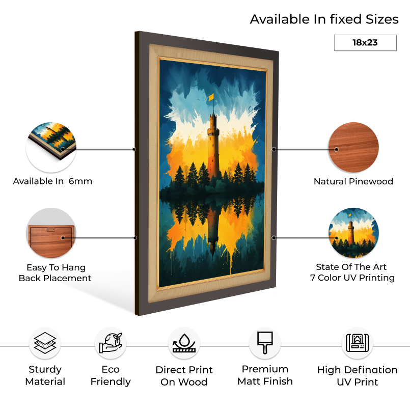 Fort With Flashing Colors Wood Print Wall Art 18x23 Inches