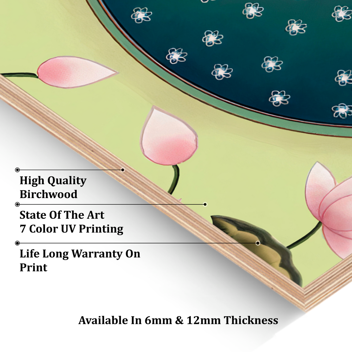 Cow and Lotus Pichwai Wood Print Wall Art