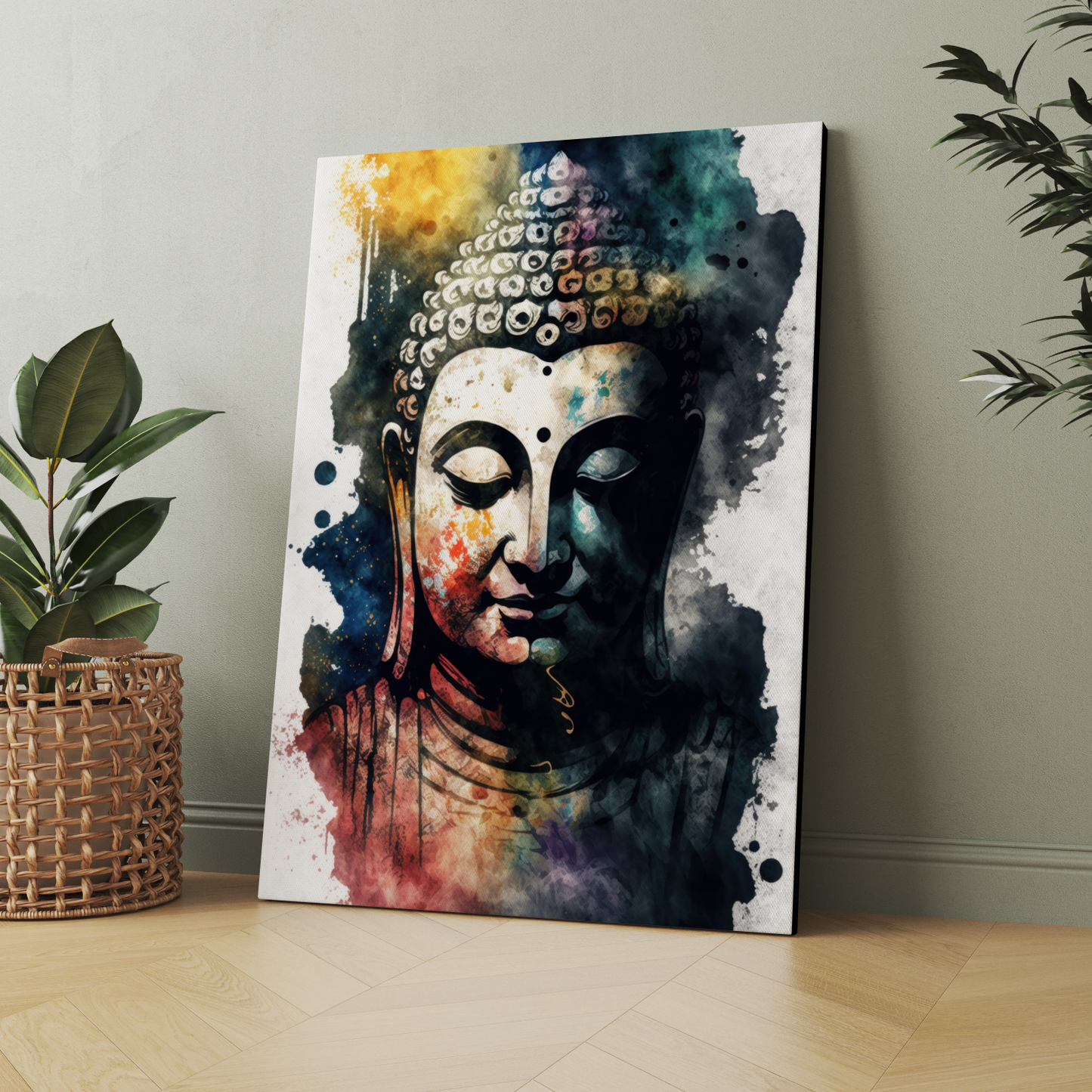 Meditating Buddha Water Color Wood Print Wall Art