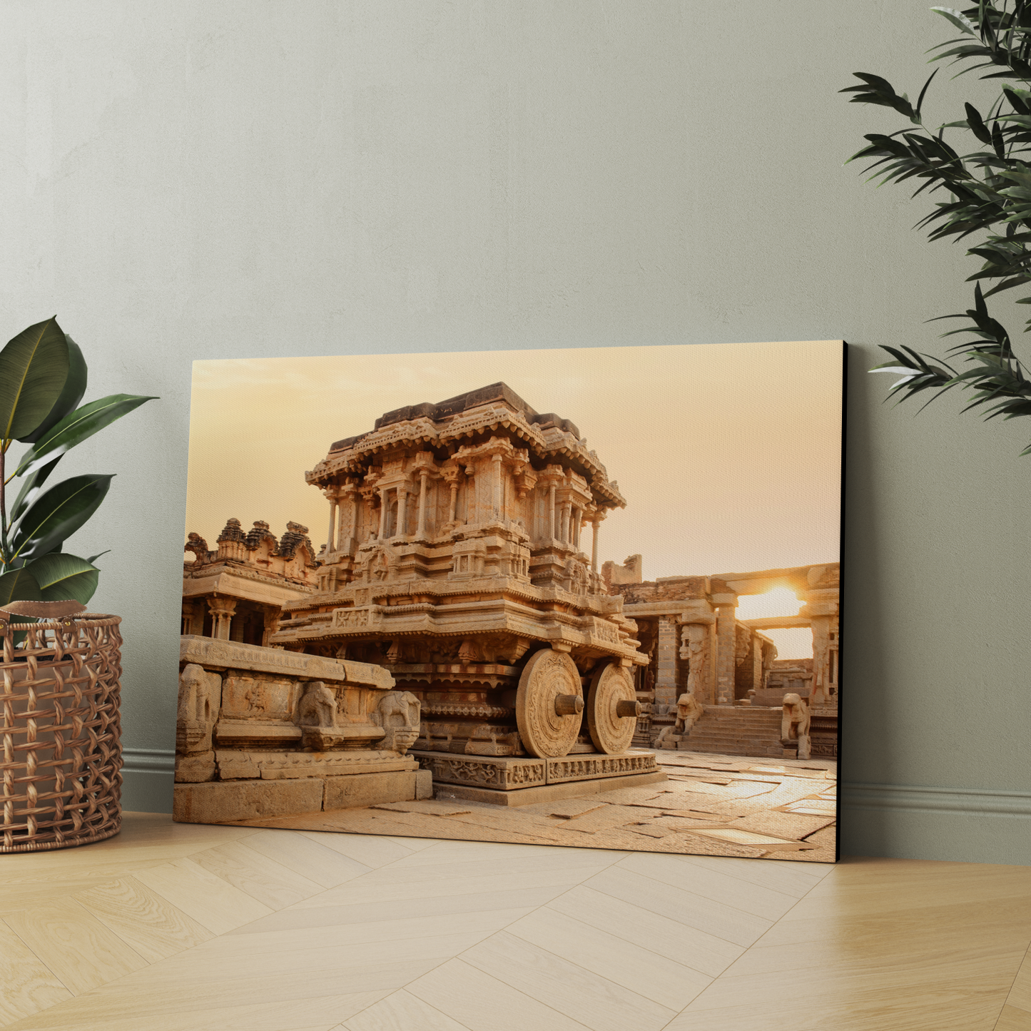 Stone Chariot in Hampi Vittala Temple Wood Print Wall Art