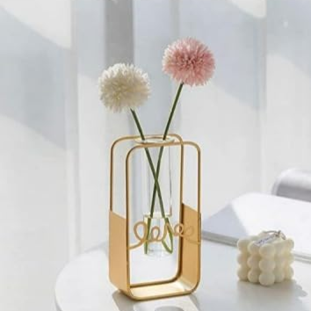 Glass Vase With Metal Stand