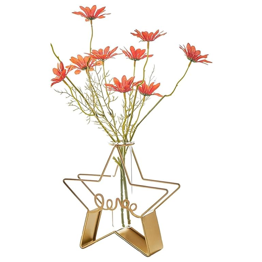 Gold Metal Star Glass Flowervase