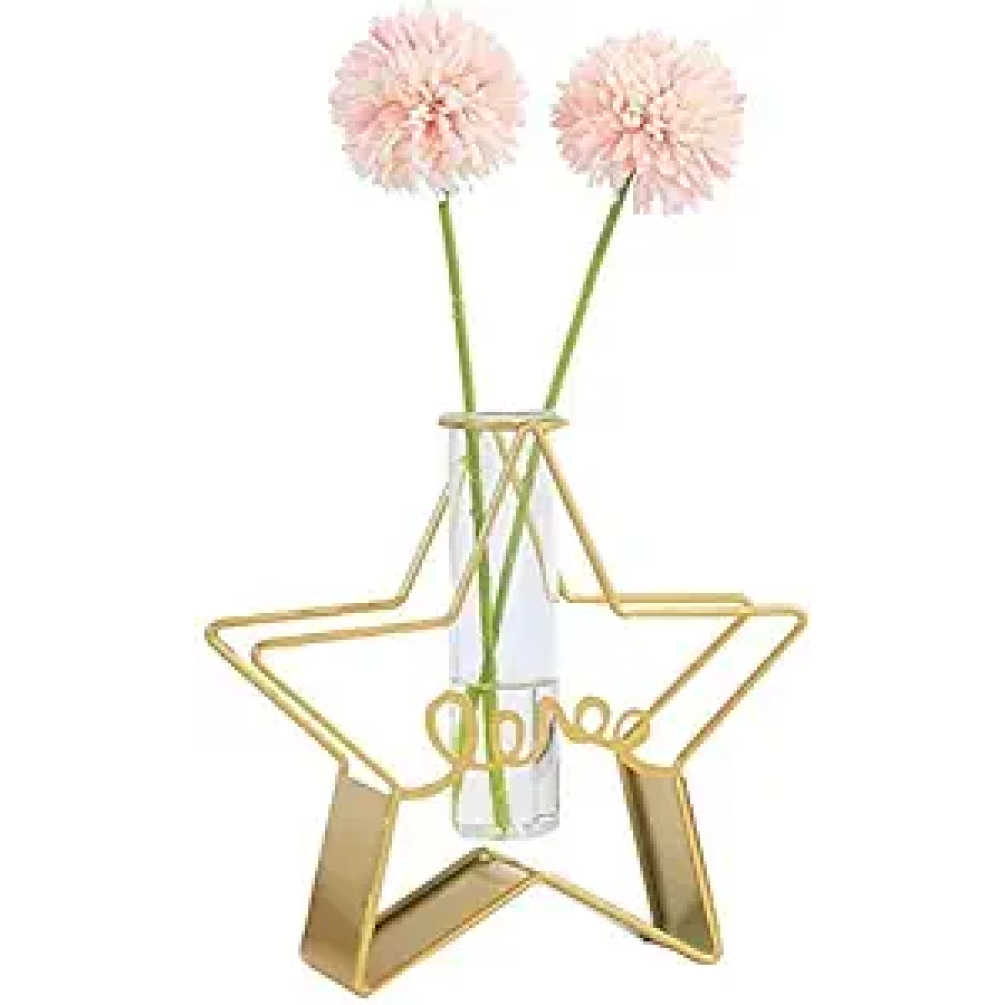 Gold Metal Star Glass Flowervase