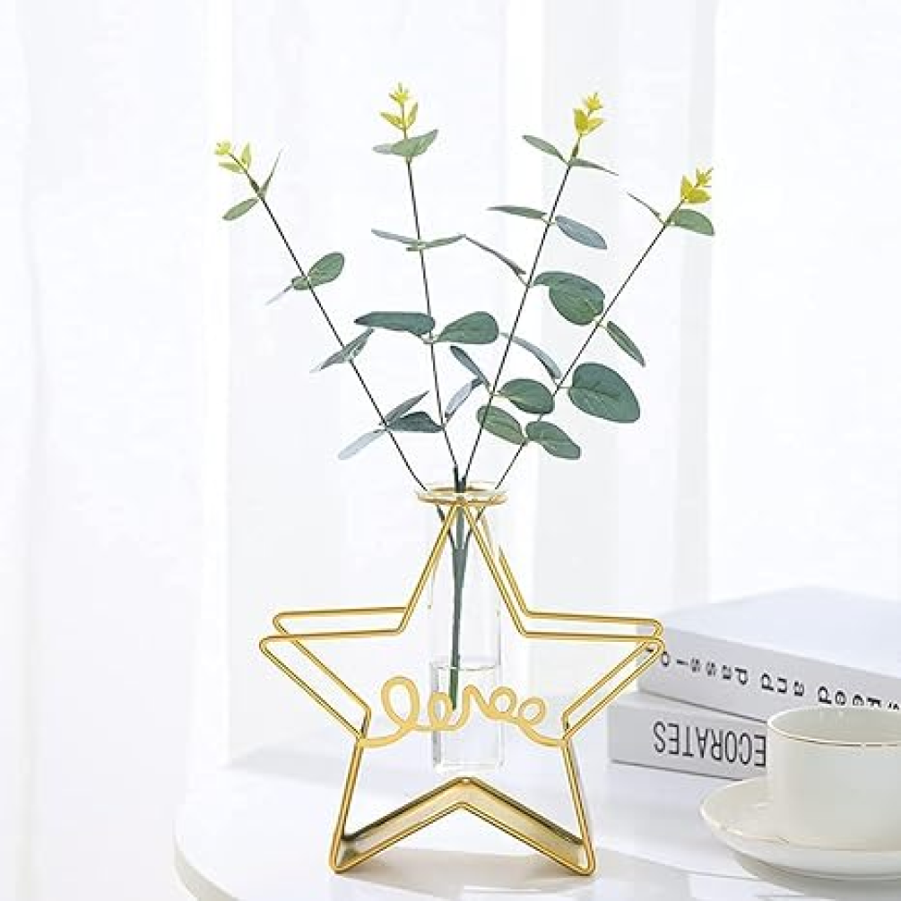 Gold Metal Star Glass Flowervase