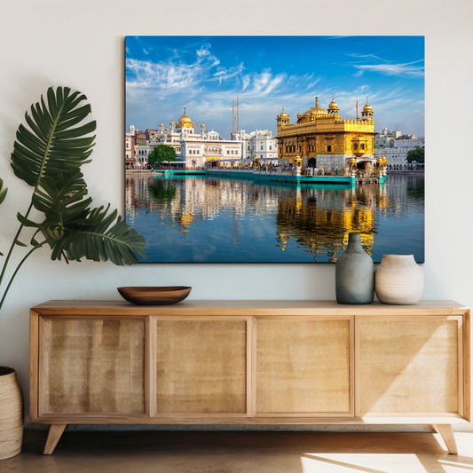 Golden Temple Wood Print Wall Art