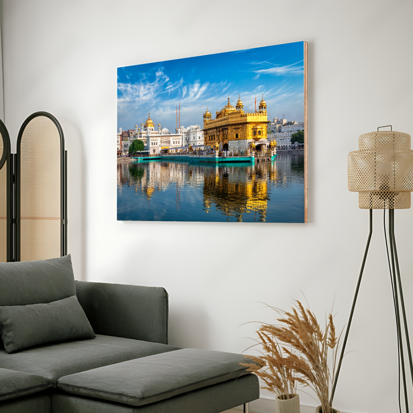 Golden Temple Wood Print Wall Art