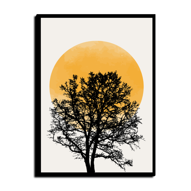 Sunset Boho Beige Wood Print Wall Art