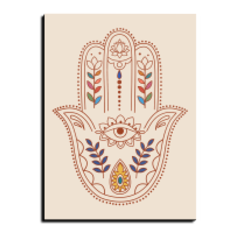 Hamsa Hand Evil Eye Protection Wood Print Wall Art