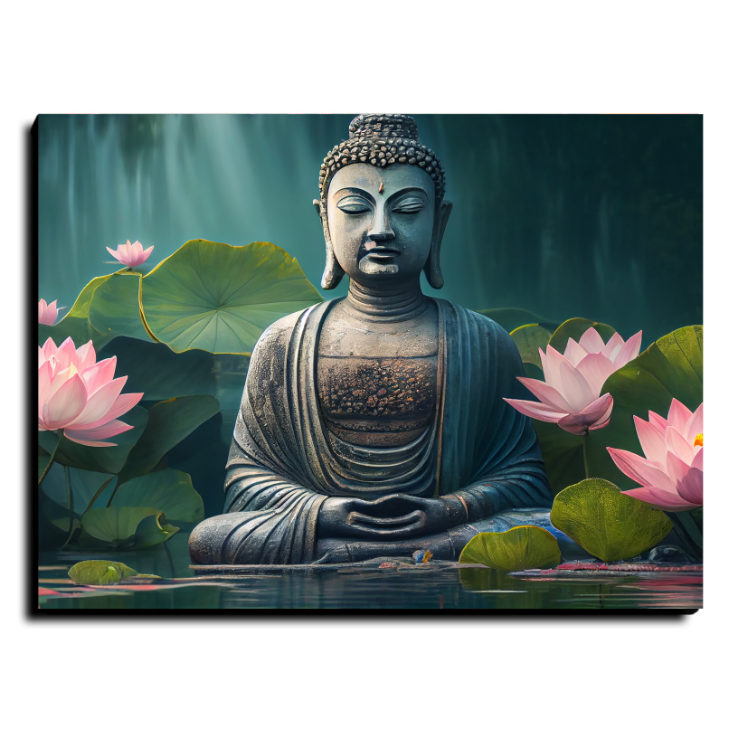 Buddha Meditating in Water Wood Print Wall Art
