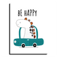 Be Happy Wood Print Wall Art