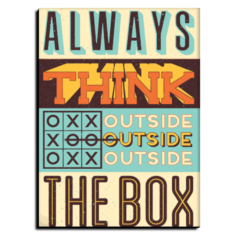 Always Think Outside The Box Vintage Wood Print Wall Art