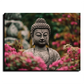 Buddha Meditating Statue in Nature Wood Print Wall Art