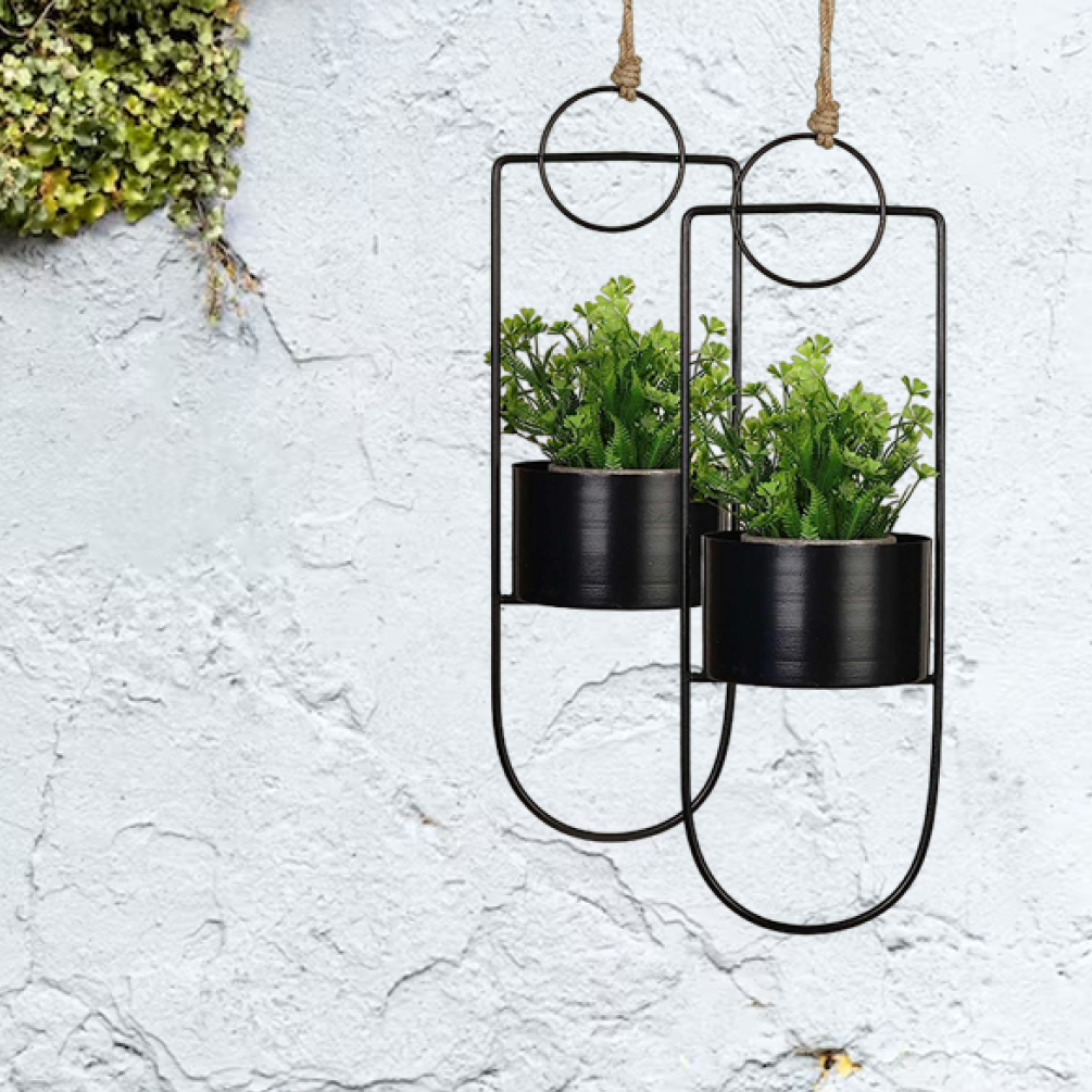 Hanging Metal Iron Flower Pot Stand with Metal Bucket