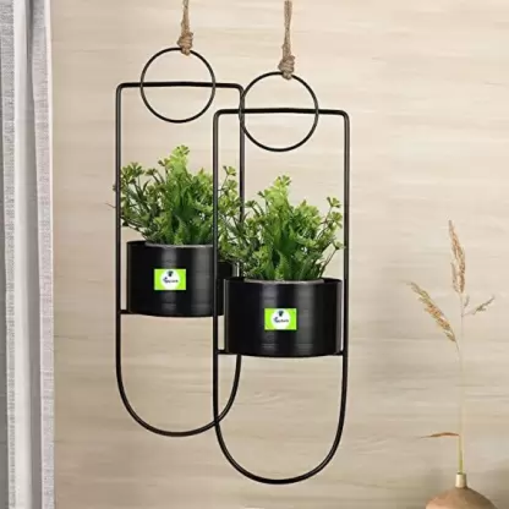 Hanging Metal Iron Flower Pot Stand with Metal Bucket