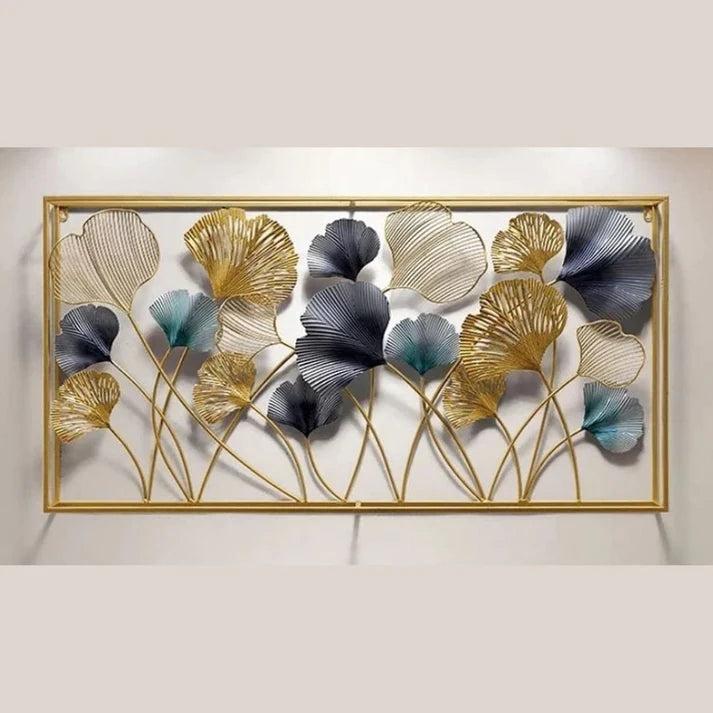 Double Frame Leaves Metal Wall Art
