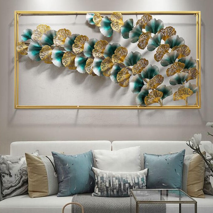 3D Gold Leaves Metal Wall Art