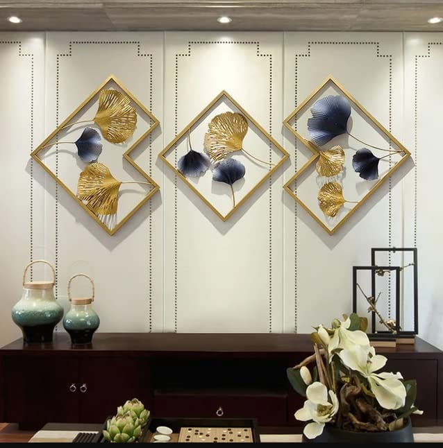 Golden & Blue Abstract Metal Wall Art