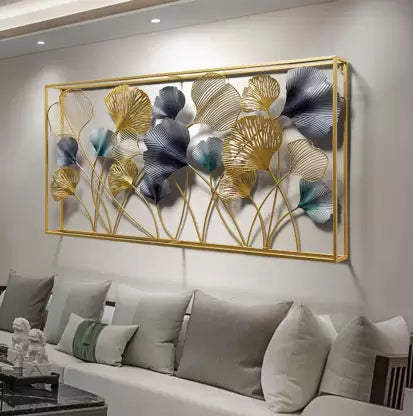 Double Frame Leaves Metal Wall Art