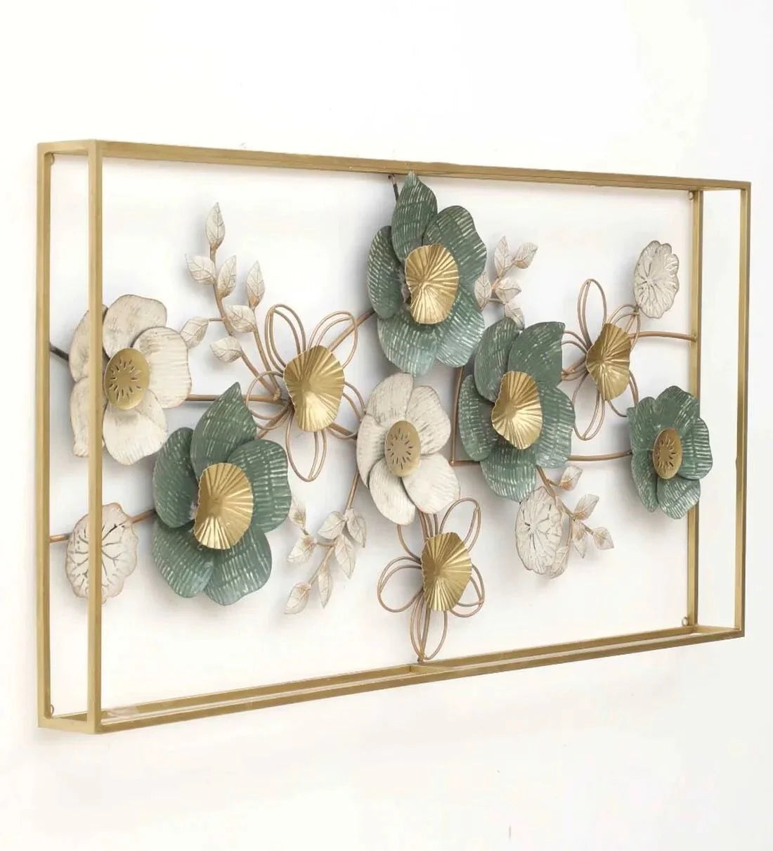 Double Frame Flowers Metal Wall Art