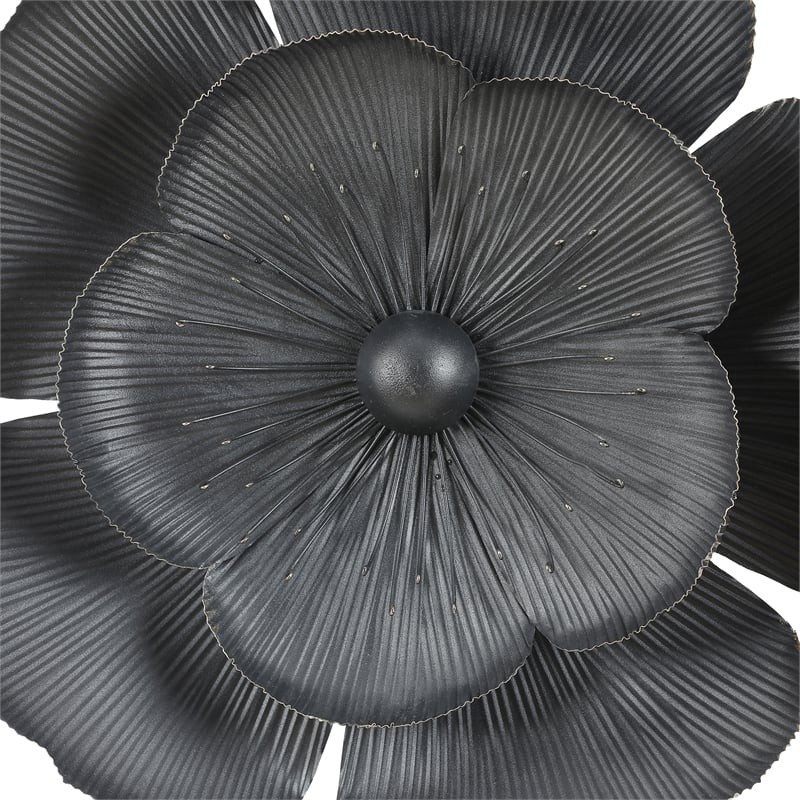 3D Black Leaves Metal Wall Art