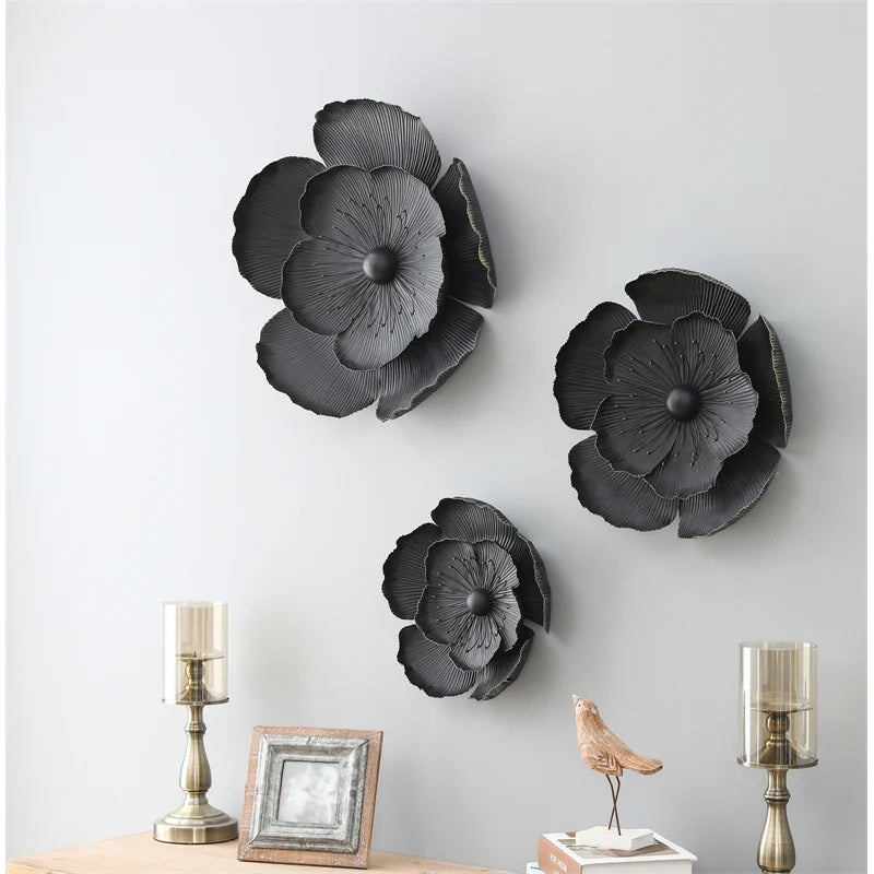 3D Black Leaves Metal Wall Art