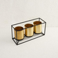 Set of 3 Gold Metal Floor Planters with Stand