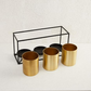 Set of 3 Gold Metal Floor Planters with Stand