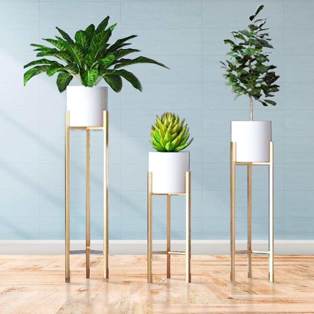 Set of 3 Metal Indoor Floor Planter