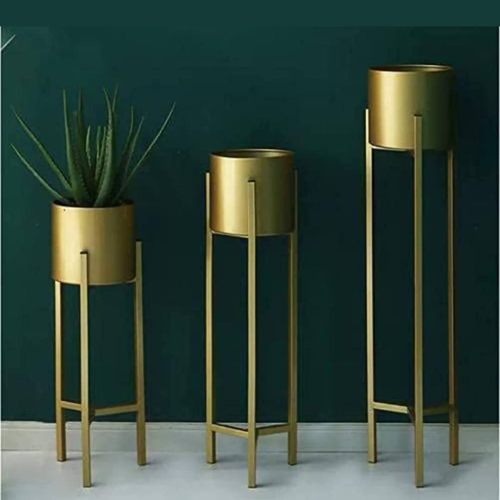 Set of 3 Metal Indoor Floor Planter