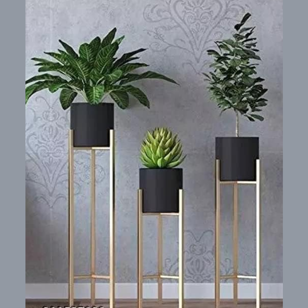 Set of 3 Metal Indoor Floor Planter