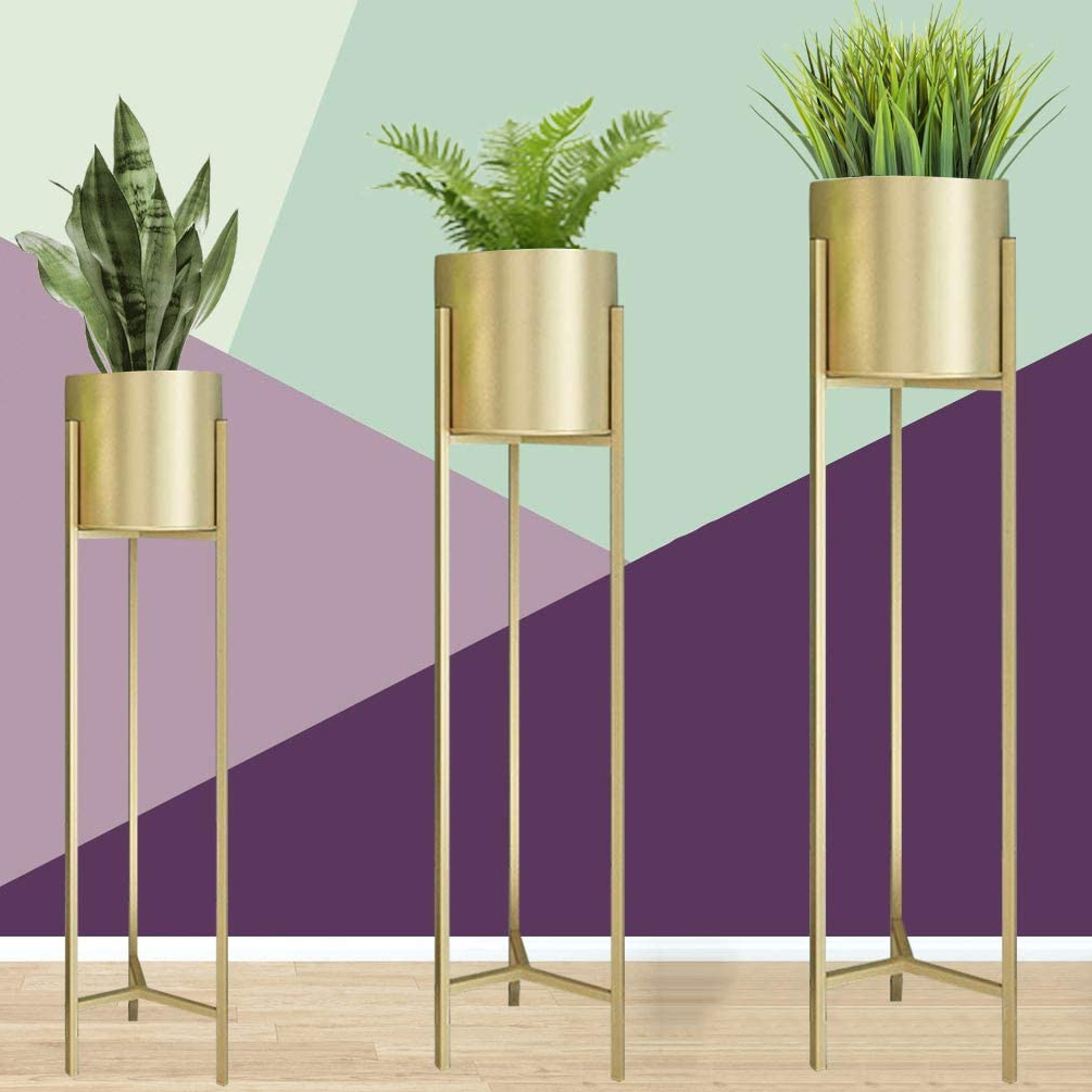 Set of 3 Metal Indoor Floor Planter