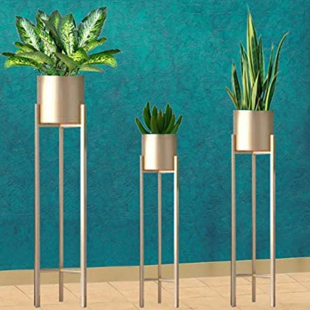 Set of 3 Metal Indoor Floor Planter