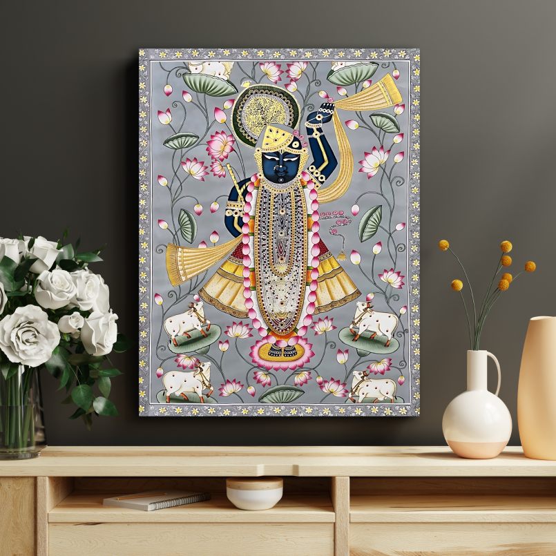 Shrinath Ji Pichwai Painting Wood Print Wall Art