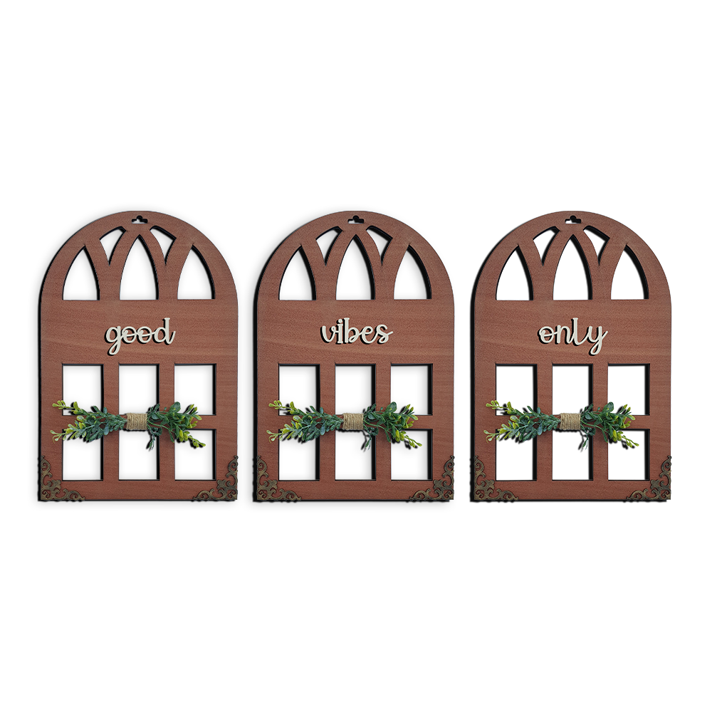 Good Vibes Only Quote Window Wall Art Set of 3