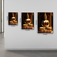 Meditating Buddha Idol Wood Print Wall Art Black & Gold