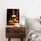 Meditating Buddha Idol Wood Print Wall Art Black & Gold