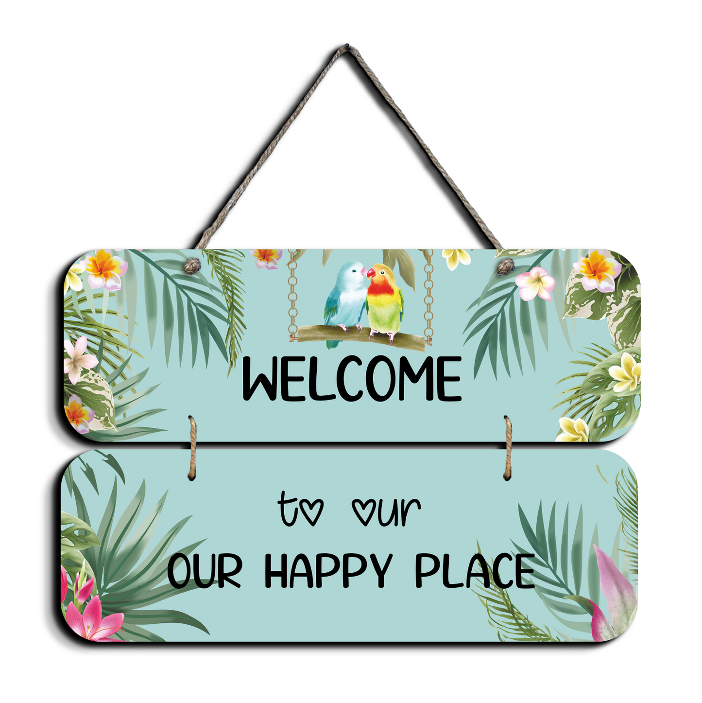Welcome To Our Happy Place Wooden Wall Art Wood Print For Home Décor