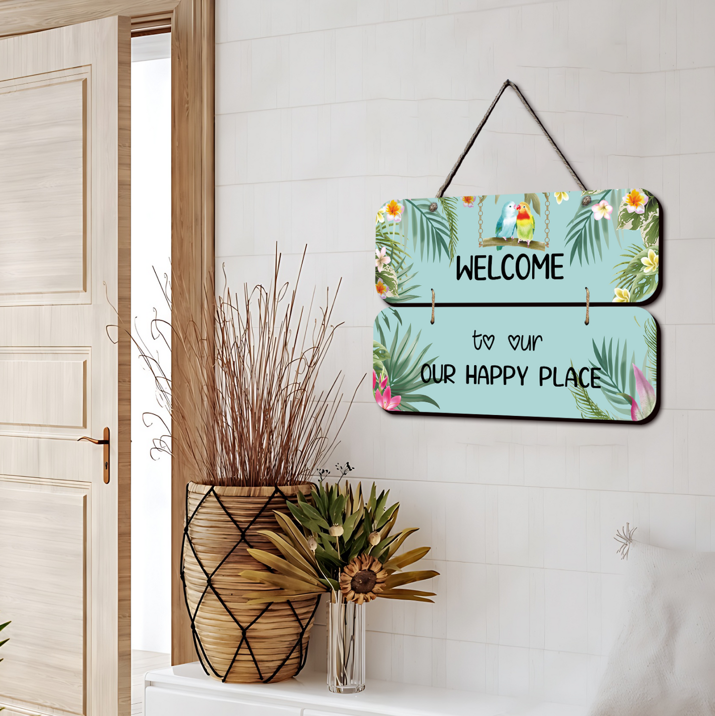 Welcome To Our Happy Place Wooden Wall Art Wood Print For Home Décor
