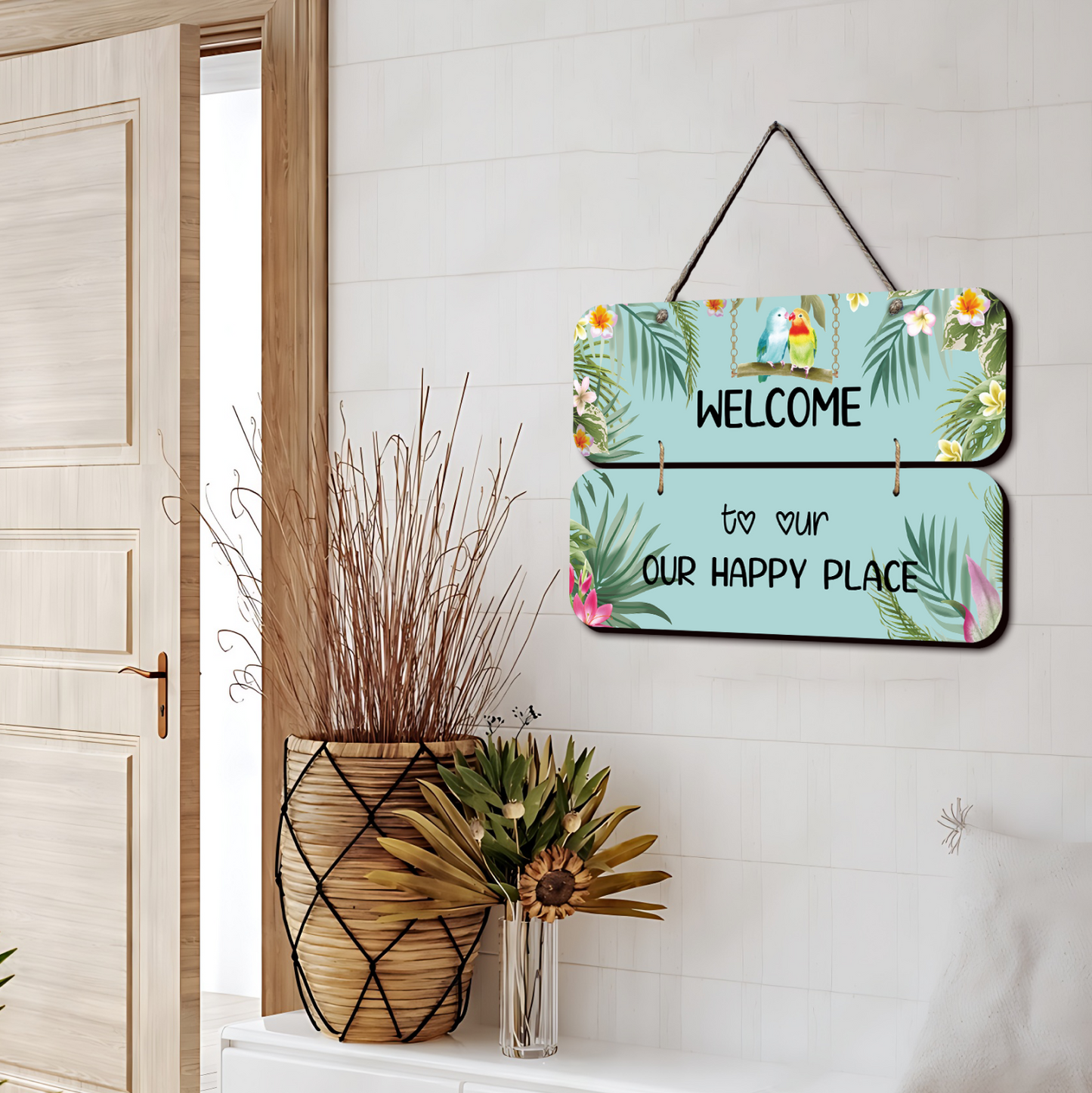 Welcome To Our Happy Place Wooden Wall Art Wood Print