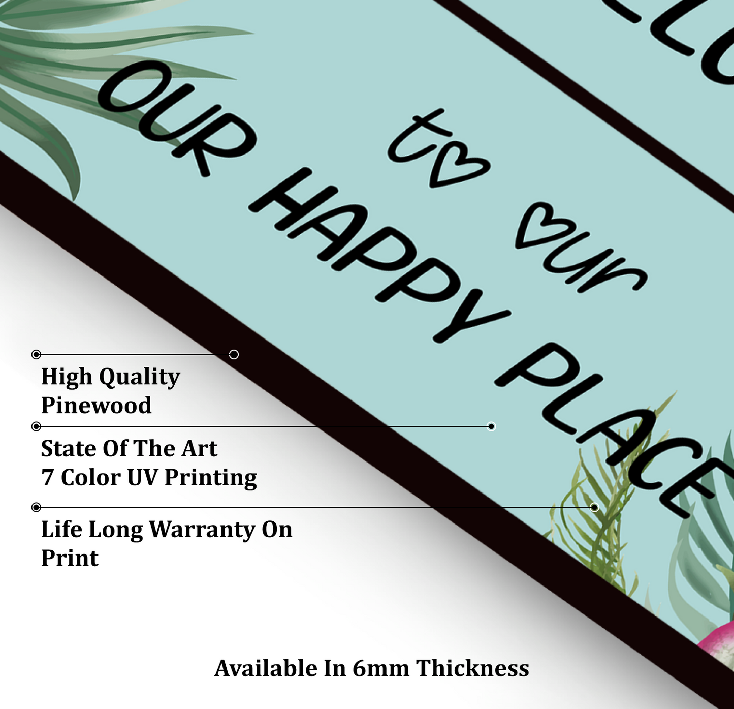 Welcome To Our Happy Place Wooden Wall Art Wood Print For Home Décor