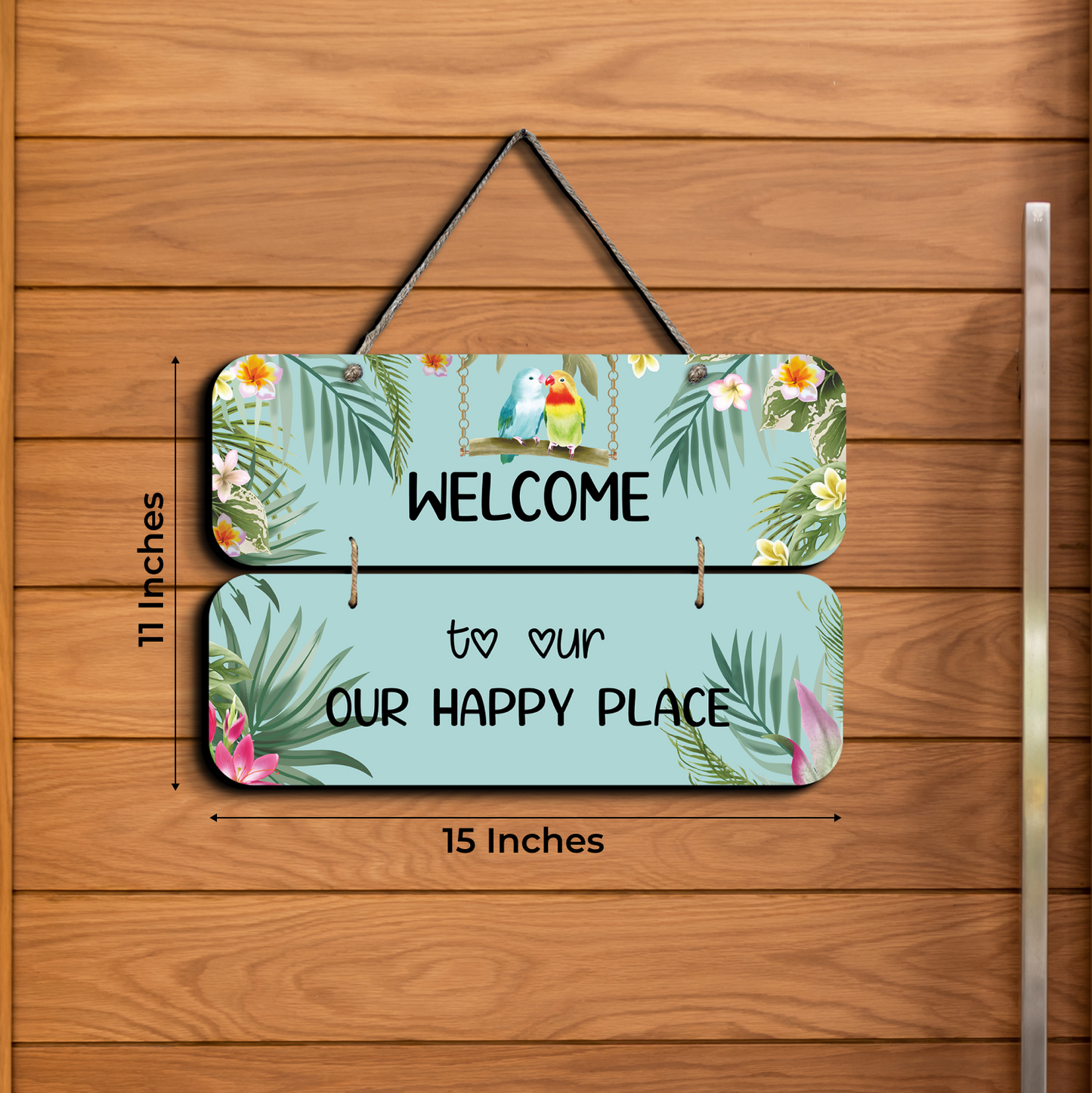 Welcome To Our Happy Place Wooden Wall Art Wood Print For Home Décor