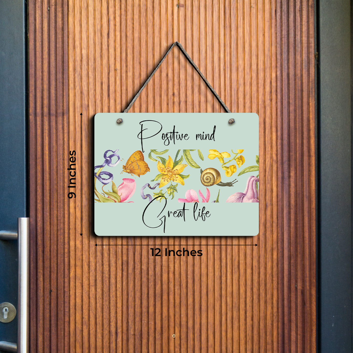 Positive Mind Great Life Wood Print Colorful Wall or Door Hanging