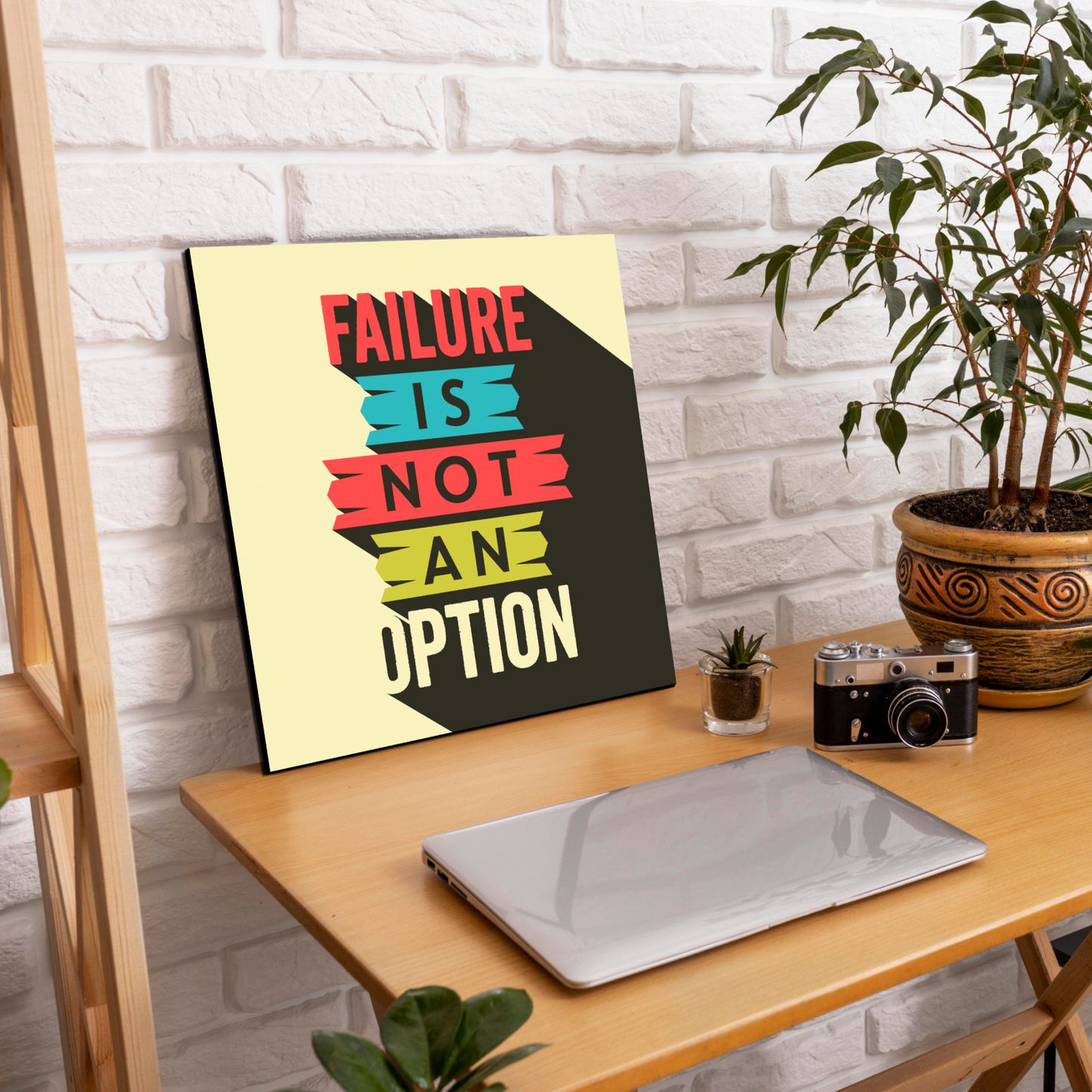 Failure Is Not An Option Motivational Quote Wood Print Wall Art