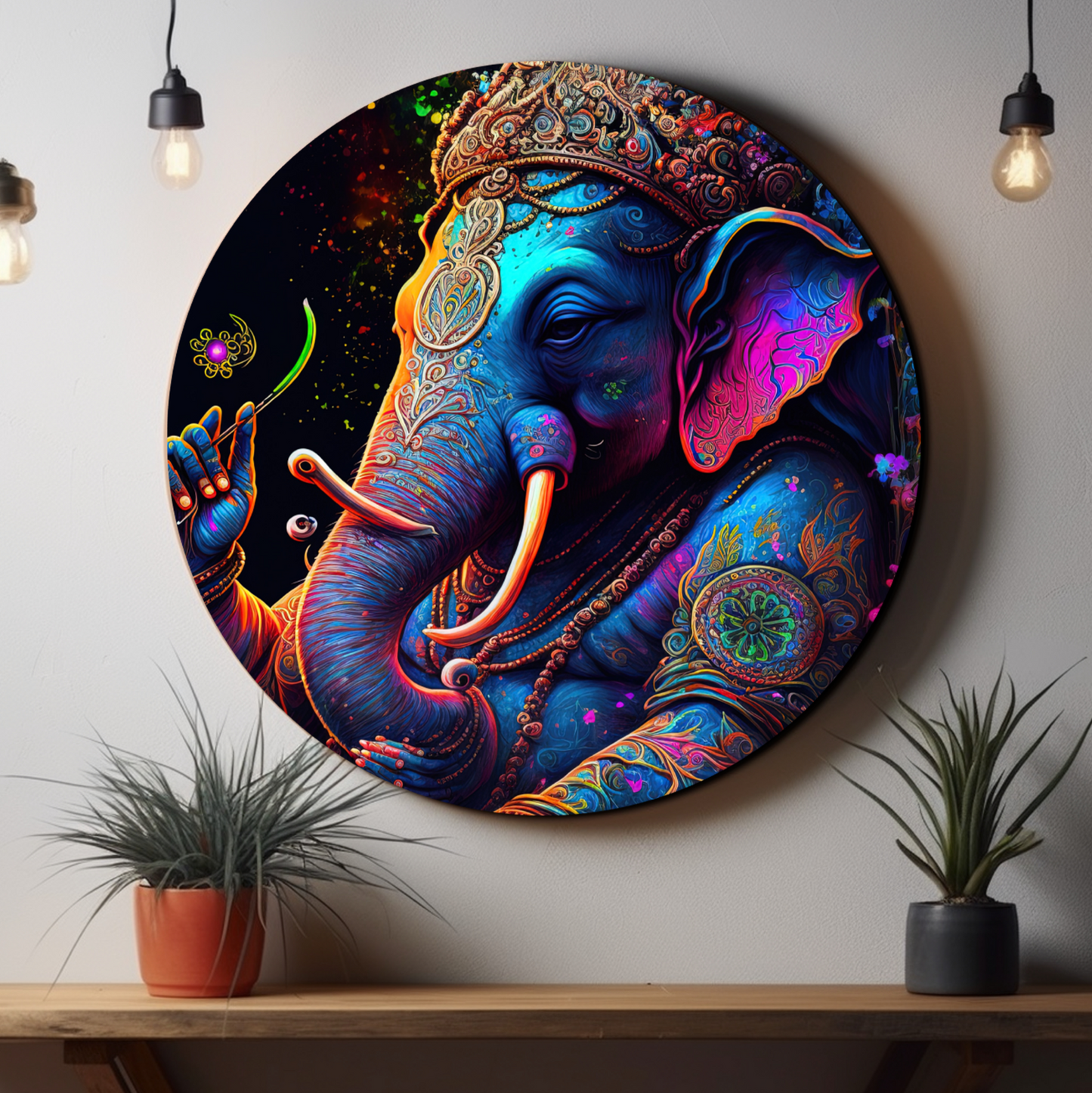 Ganesha Idol Digital Wood Print Wall Art