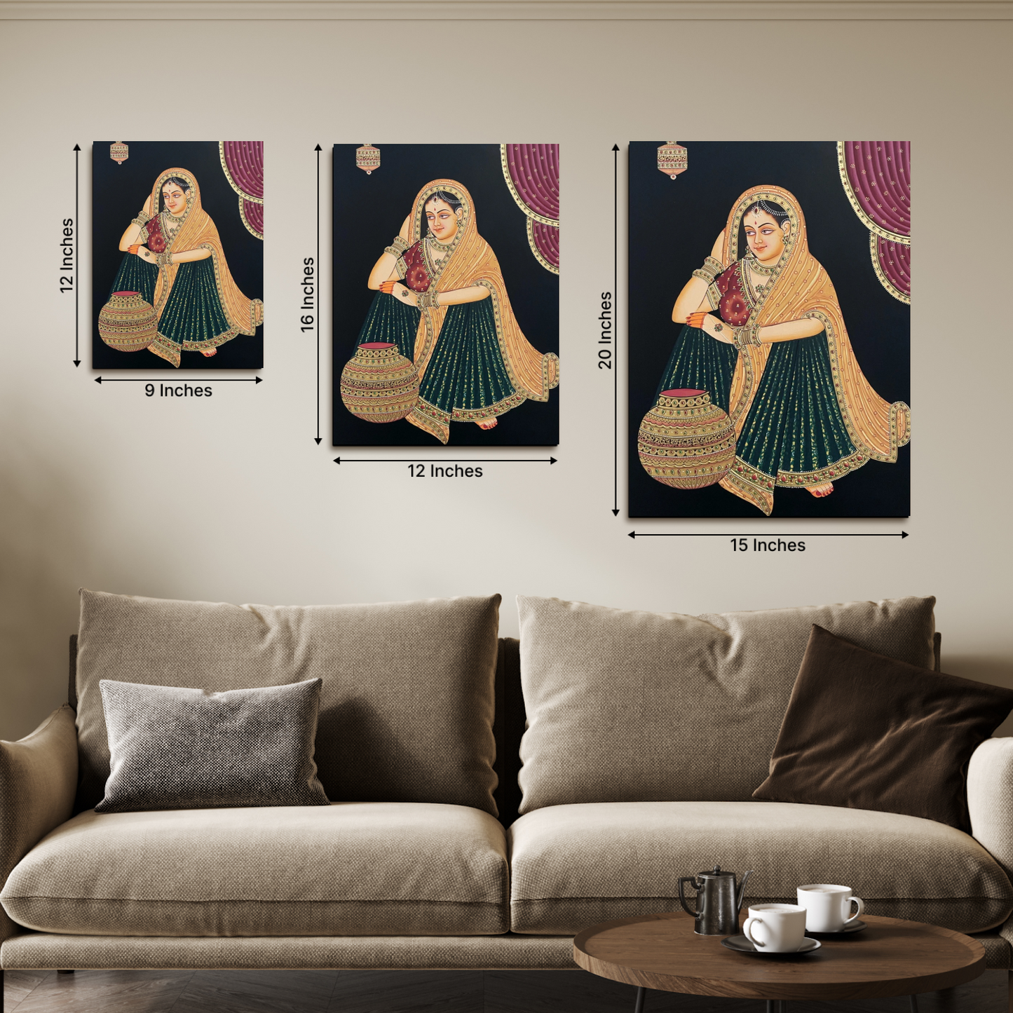 Traditional Women Royal Wood Print Wall Art Set of 2