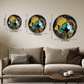 Radha Krishna Colorful Round Wood Print Wall Art