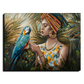 Lady With Parrot Beautiful Wood Print Wall Art