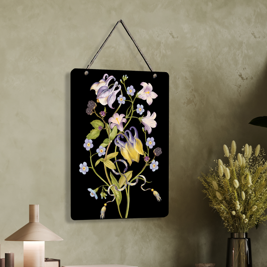 Black Floral Wooden Wall Art Wood Print